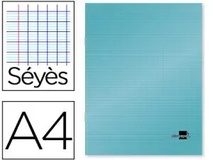 CAHIER PIQUÉ LIDERPAPEL COUVERTURE PLASTIQUE SOUPLE A4 21X29,7CM 96 PAGES SÉYÈS COLORIS BLEU