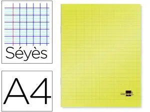 CAHIER PIQUÉ LIDERPAPEL COUVERTURE PLASTIQUE SOUPLE A4 21X29,7CM 96 PAGES SÉYÈS COLORIS JAUNE