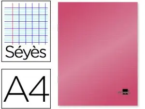 CAHIER PIQUÉ LIDERPAPEL COUVERTURE PLASTIQUE SOUPLE A4 21X29,7CM 96 PAGES SÉYÈS COLORIS ROUGE