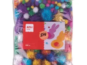 POMPONS APLI DIFFERENTS DIAMETRES DE 10 A 50MM FORMAT MAXI 13 COLORIS METALLISES    ASSORTIS SACHET ZIP 400