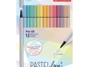 FEUTRE STABILO BOSS POINTE MOYENNE 1MM PASTEL POCHETTE   DE 15 COLORIS ASSORTIS