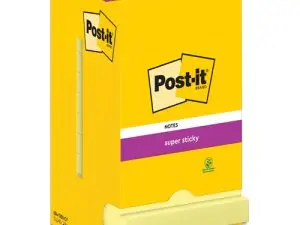 BLOCS-NOTES POST-IT SUPER STICKY 76X76MM 90F REPOSITIONNABLE COLORIS JAUNE BOITE DE 12