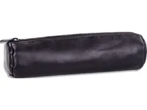 FOURRE-TOUT ROND HORS LICENCE CUIR EBENE NOIR DIM 60X210X60 MM