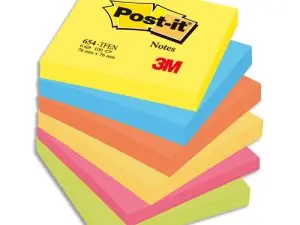 BLOC-NOTES POST-IT COULEURS ÉNERGIQUES 76X76MM 100F REPOSITIONNABLES 5 COLORIS ASSORTIS 6 BLOCS  7100296019