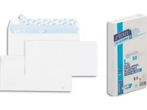 BLOC ENVELOPPE PRÉCASÉE GPV DÉTACHABLE ADHÉSIVE VÉLIN BLANC 90G DL 110X220MM FOND GRIS BLOC 50 UNITÉS
