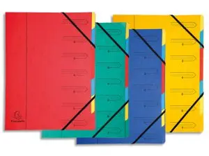 TRIEUR EXACOMPTA CARTE LUSTRÉE 355G A4+ 245X322MM DOS AGRAFÉ 7 COMPARTIMENTS COUVERTURE IMPRIMÉE 4 COLORIS ASSORTIS