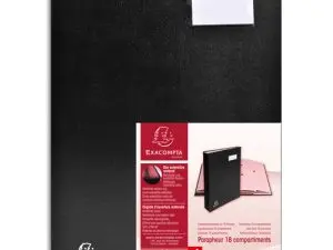 PARAPHEUR DIRECTION EXACOMPTA 18 COMPARTIMENTS COUVERTURE PLASTIFIÉE INTÉRIEUR CARTE RIGIDE DOS À SOUFFLETS COLORIS NOIR