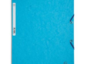 CHEMISE EXACOMPTA CARTE LUSTRÉE 5/10E 400G 3 RABATS ET ÉLASTIQUE A4 FORMAT 240X320MM COLORIS TURQUOISE