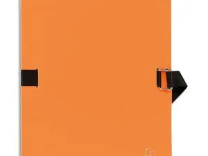 CHEMISE EXACOMPTA CARTON PAPIER TOILÉ 240X320MM DOS EXTENSIBLE 120MM SANGLE COTON BOUCLE CRANTÉE COLORIS ORANGE