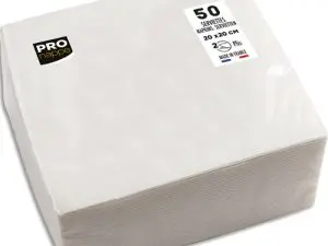 SERVIETTE EXACOMPTA COCKTAIL MICRO-GAUFFRE OUATE 2 PLIS 20X20CM COLORIS BLANC PAQUET 50 UNITES
