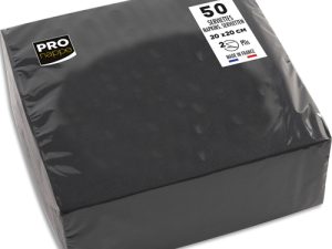 SERVIETTE EXACOMPTA COCKTAIL MICRO-GAUFFRE OUATE 2 PLIS 20X20CM COLORIS NOIR PAQUET 50 UNITES