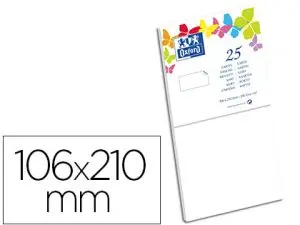 CARTE OXFORD VÉLIN 106X210MM 240G COLORIS BLANC ÉTUI 25 UNITÉS