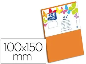 CARTE OXFORD VÉLIN 100X150MM 240G COLORIS ORANGE ÉTUI 25 UNITÉS
