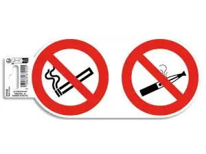 PANNEAU ADHESIF EXACOMPTA PVC ANTIDERAPANT INTERDIT         VAPOTER/FUMER 10CM COLORIS    ROUGE