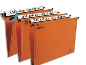 DOSSIER SUSPENDU ESSELTE VMG KRAFT ORANGE 240G TIROIR ENTRAXE 330MM H250MM FOND V PORTE-ÉTIQUETTE LARGE BOÎTE 25 UNITÉS