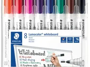 MARQUEUR STAEDTLER PERMANENT DRY SAFE LUMOCOLOR            WHITEBOARD 351 POINTE OGIVE   2MM ASSORTIS ETUI DE 8