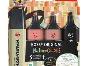 SURLIGNEUR STABILO BOSS ORIGINAL NATURECOLORS ENCRE   BASE EAU POINTE BISEAUTEE     TRACE 2/5MM COLORIS ASSORTIS