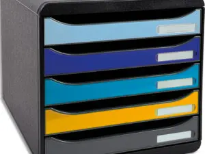 MODULE CLASSEMENT EXACOMPTA BIG BOX BEE BLUE POLYSTYRENE  MONOBLOC 5 TIROIRS A4+        SUPERPOSABLE ULTRA RIGIDE