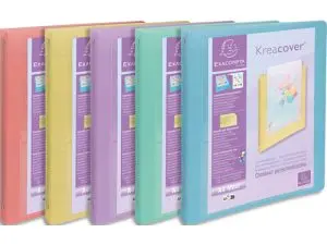CLASSEUR 4 ANNEAUX EXACOMPTA KREACOVER POLYPROPYLENE A4 4/30MM ASSORTIMENT PASTEL