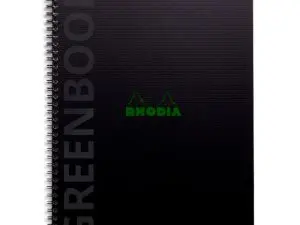 CAHIER RHODIACTIVE GREENBOOK RI 5X5 COUVERTURE PP A4+ 23,5X29,8CM 90G 160 PAGES MICROPERFOREES PERF. 6 TROUS NOIR