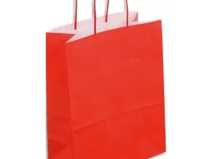SAC KRAFT 90G/M2 POIGNEES TORSADEES 18X8X22CM PAQUET 50 UNITES COLORIS ROUGE