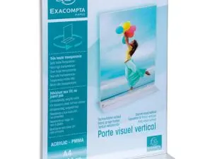 PORTE-VISUEL EXACOMPTA ACRYLIQUE DROIT VERTICAL A4 COLORIS CRISTAL