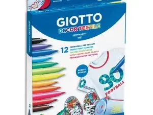 ETUI FEUTRES DECOR TEXTIL GIOTTO COULEURS PERMANENTES   ET LAVABLES FIXATION AU FER   CHAUD 12 UNITES COLORIS