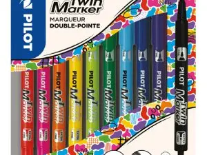 STYLO-FEUTRE PILOT TWIN MARKER POINTE EXTRA FINE      0,8MM ET FINE 2MM TOUS        SUPPORTS COLORIS ASSORTIS