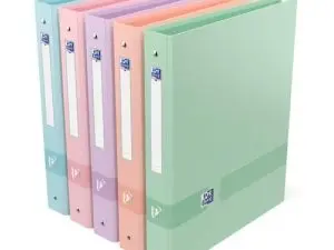 CLASSEUR OXFORD COLOR LIFE A4+ DOS 40MM 4 ANNEAUX RONDS COLORIS PASTEL ASSORTIS