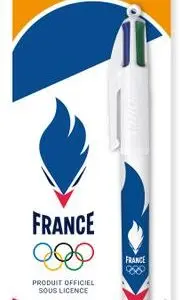 STYLO-BILLE BIC 4 COULEURS PARIS 2024 POINTE MOYENNE 1MM RETRACTABLE CORPS PLASTIQUE MODELES ASSORTIS BLISTER 1 UNITE