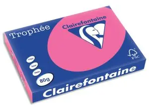 PAPIER COULEUR CLAIREFONTAINE TROPHÉE MULTIFONCTION A3 80G/M2 COULEURS INTENSES ROSE FUCHSIA PAQUET 500 FEUILLES