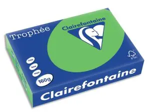 PAPIER COULEUR CLAIREFONTAINE TROPHÉE MULTIFONCTION A4 160G/M2 COULEURS INTENSES VERT MENTHE PAQUET 250 FEUILLES