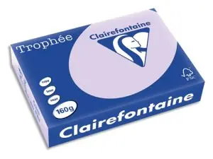 PAPIER CLAIREFONTAINE MULTIFONCTION LASER COULEUR   TROPHE A4 160G/M2 LILAS       PARFAITE OPACITE PAQUET 250