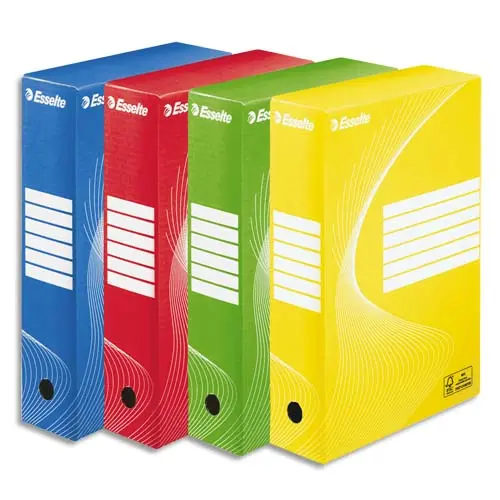 BOÎTE ARCHIVES ESSELTE VIVIDA CARTON ONDULÉ RECYCLABLE A4 2 50X80X352MM PAROIS DOUBLES DOS 80MM LIVRÉ PLAT ASS - 10 UN