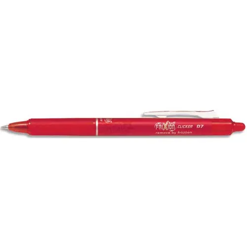 ROLLER PILOT FRIXION CLICKER ÉCRITURE MOYENNE 0.35MM ENCRE EFFAÇABLE GOMME SERTIE GRIP PREHENSION RECHARGEABLE ROUGE