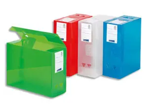 BOÎTE RANGEMENT VIQUEL MAXI DOC PROPYGLASS TRANSLUCIDE A4+ DOS 120 MM FERMETURE CLICK 2 ANNEAUX PRÉHENSION ASSORTIS