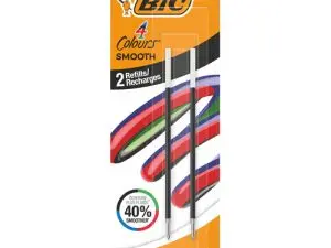 RECHARGE BIC STYLO-BILLE 4 COULEURS SMOOTH POINTE        MOYENNE 1MM ENCRE NOIRE       BLISTER 2 UNITES