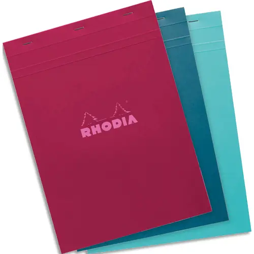 BLOC AGRAFE RHODIA COULEURS N 18 A4 21X29,7CM 5X5 80 FEUILLETS MICROPERFORES COUVERTURES ASSORTIES