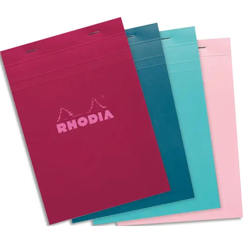 BLOC AGRAFE RHODIA COULEURS N 16 A5 14,8X21CM 5X5 80 FEUILLETS MICROPERFORES COUVERTURES ASSORTIES