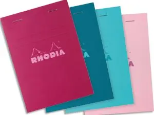 BLOC AGRAFE RHODIA COULEURS N 13 A6 10,5X14,8CM 5X5 80 FEUILLETS MICROPERFORES COUVERTURES ASSORTIES