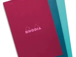 BLOC AGRAFE RHODIA COULEURS N 19 A4+ 21X31,8CM 5X5 80 FEUILLETS MICROPERFORES COUVERTURES ASSORTIES