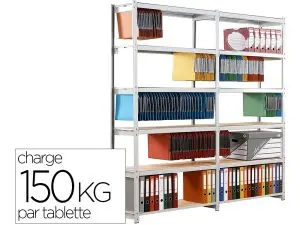 ÉTAGÈRE PAPERFLOW RANG'ÉCO STRUCTURE DOSSIERS SUSPENDUS 6 TABLETTES ÉLÉMENTS SUIVANTS 100CM SUPPORTE 150KG/TABLETTE