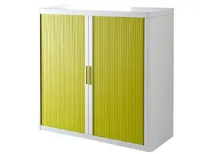 ARMOIRE PAPERFLOW EASYOFFICE 2 TABLETTES CHARGE 75KG STRUCTURE BLANCHE RIDEAUX 104X110X41,5CM COLORIS BLANC/VERT