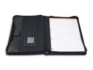 CONFÉRENCIER EXACOMPTA EXAWALLET POLYPROPYLÈNE AVEC CALCULATRICE BLOC PAPIER A4 LIGNÉ PORTE-STYLO 34X26,5CM NOIR