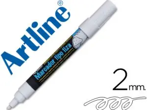 MARQUEUR ARTLINE FENÊTRES POINTE FIBRE ACRYLIQUE CONIQUE 4MM ENCRE LIQUIDE CRAIE PIGMENTÉE BASE EAU INODORE BLANC