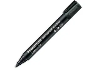 MARQUEUR STAEDTLER PERMANENT DRY SAFE LUMOCOLOR POINTE OGIVE RECHARGEABLE RÉSISTANT EAU CORPS NOIR ENCRE NOIRE