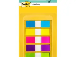 MARQUE-PAGES POST-IT MINI INDEX ÉTROIT 12X44MM SET 5 PAQUETS 20 UNITÉS COLORIS BLEU JAUNE ROUGE VERT VIOLET