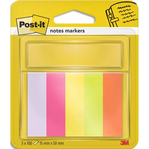 MARQUE-PAGES POST-IT PAPIER NOTES MARKERS 15X50MM COLORIS NÉON LOT 5 BLOCSX100F