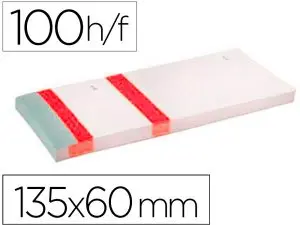 BLOC VENDEUR LIDERPAPEL 2 COUPONS DÉTACHABLES 100 FEUILLES 60X135MM PAPIER BLANC BANDE COULEUR COLORIS ROUGE