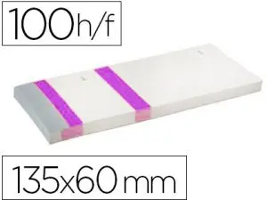 BLOC VENDEUR LIDERPAPEL 2 COUPONS DÉTACHABLES 100 FEUILLES 60X135MM PAPIER BLANC BANDE COULEUR COLORIS VIOLET